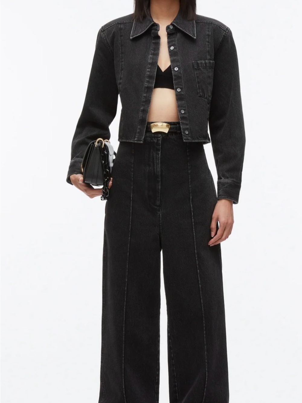 High-Waist Wide Leg Women's Jeans - Black